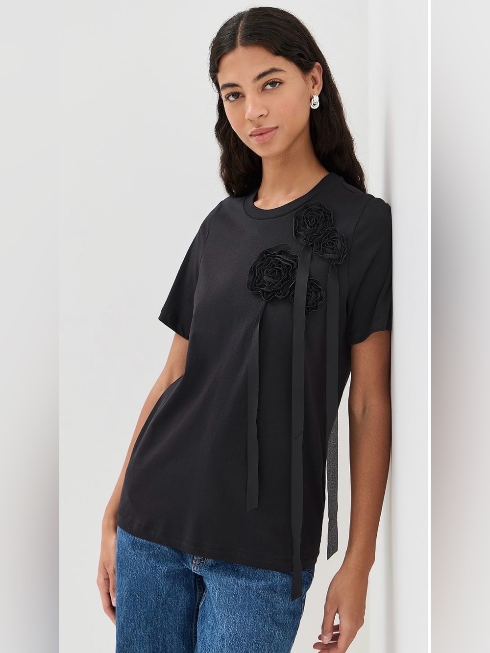 baum und pferdgarten Jawi Tee XS Black Appliqués Flowers Ribbon Luxury Designer